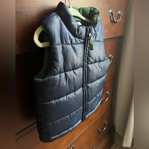 Navy Toddler Puffer Vest (green fleece inside)